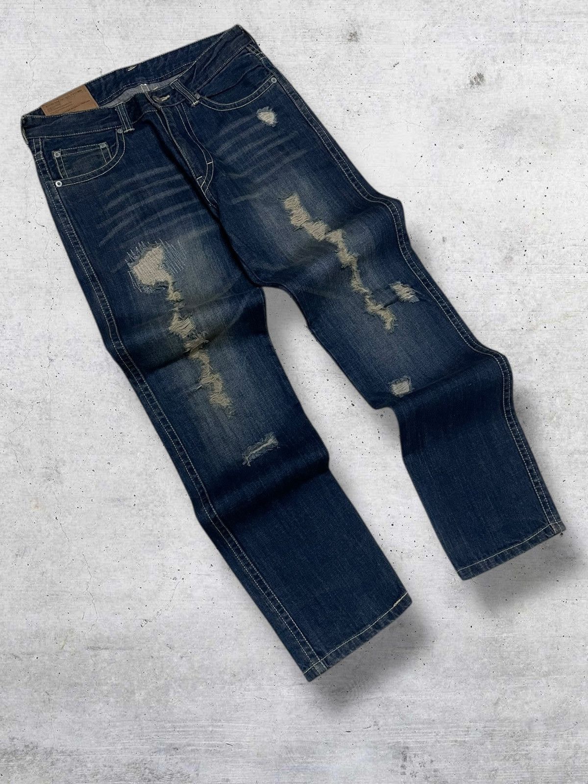 Hysteric Glamour VINTAGE BEAMS OG JAPAN DESIGNER 90S RIPPED GOLD GRUNGE DENIM Size US 30 / EU 46 - 2 Thumbnail