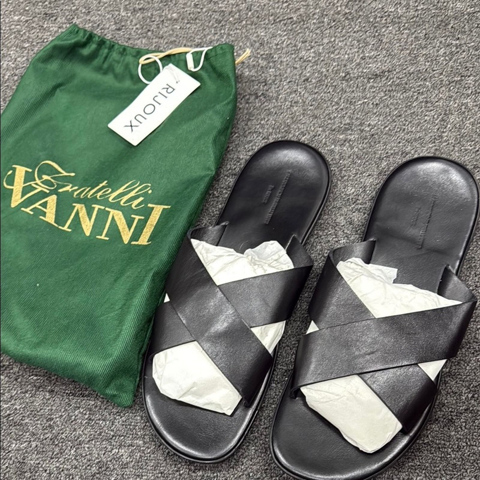 Other NWT Fratelli Vanni rijoux Black Leather Sandals US 12 EU 45 Size US 12 / IT 42 - 1 Thumbnail