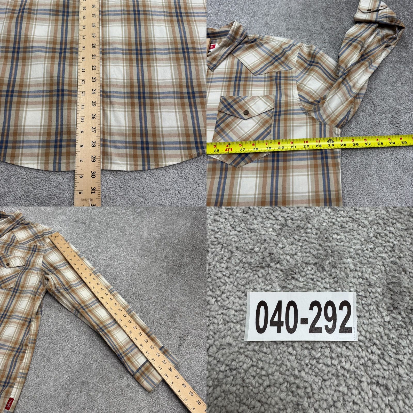Wrangler Wrangler Button Down Shirt Mens XL Brown Blue Plaid Long Sleeve Pockets Casual Size US XL / EU 56 / 4 - 9 Thumbnail