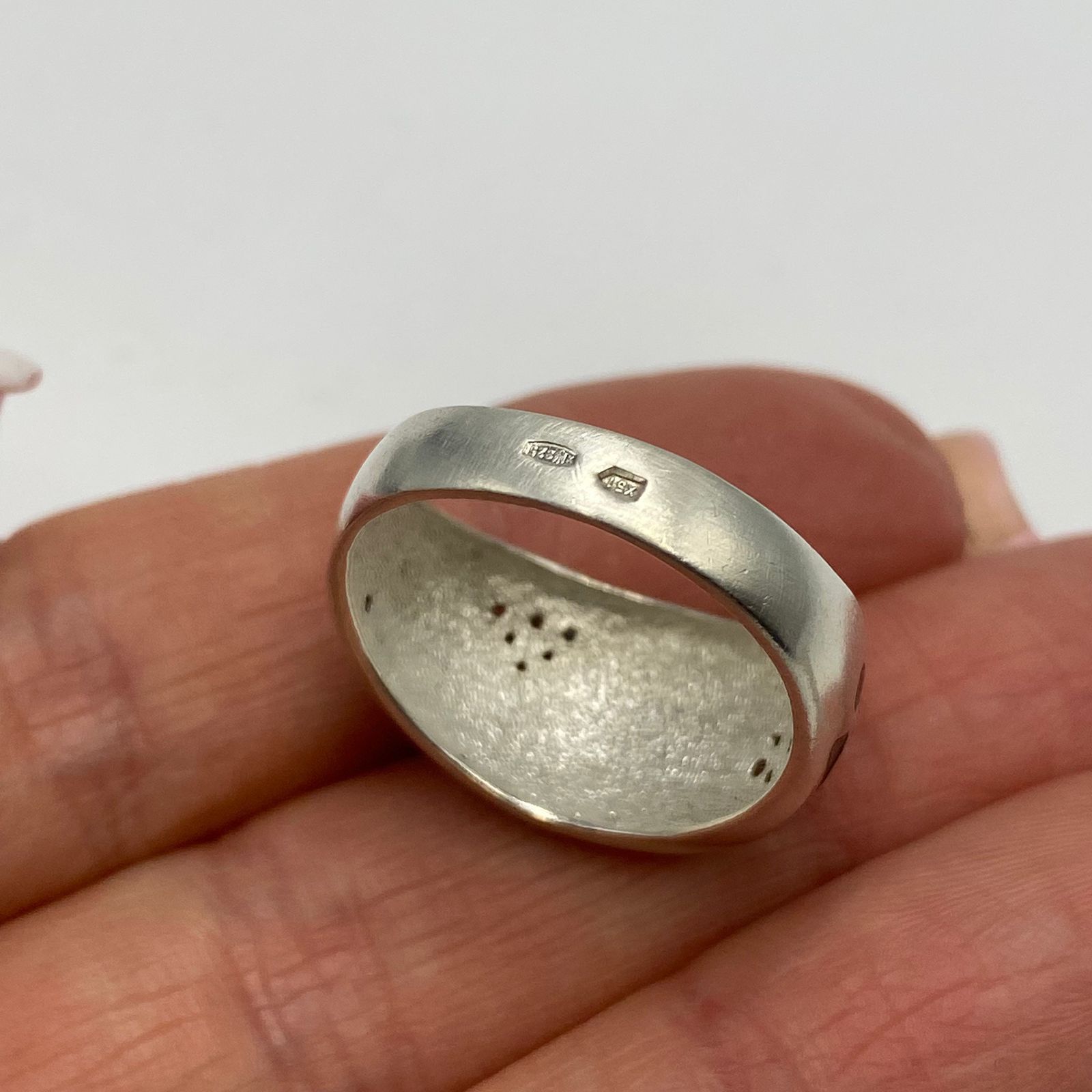 Sterling Silver Vintage 925 Sterling Silver Enamel Ring Size 8.5 us Size ONE SIZE - 4 Thumbnail
