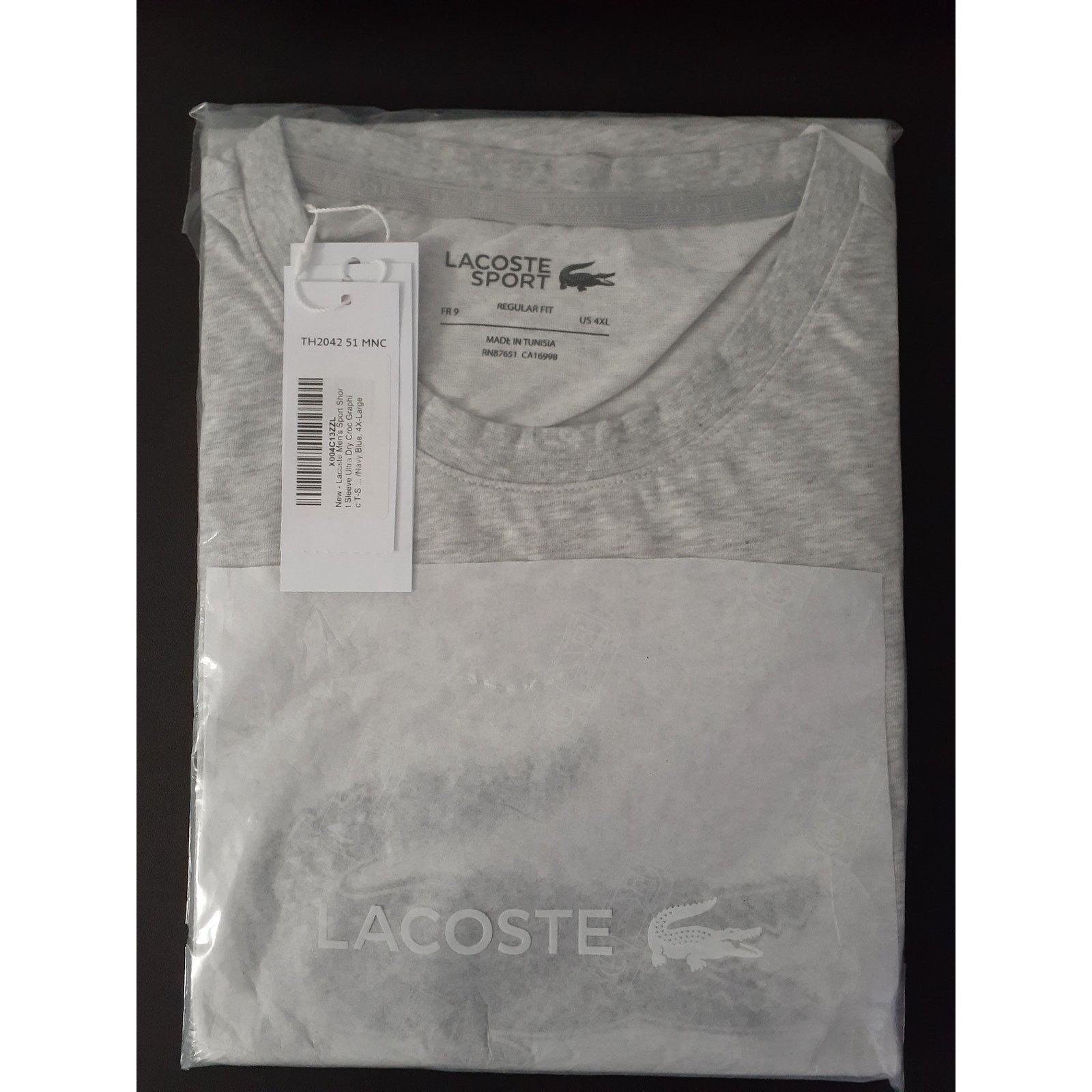 Lacoste Lacoste Men's Regular-fit Ultra Dry Graphic T-Shirt Gray 4XL Size US XXL / EU 58 / 5 - 2 Thumbnail