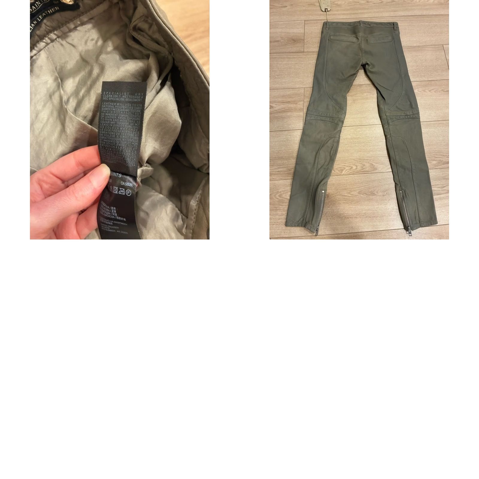 Allsaints NWT All Saints Women Leather Biker Trouser Sage Green Moto Skinny Size 26 Size 26" / US 2 / IT 38 - 8 Thumbnail