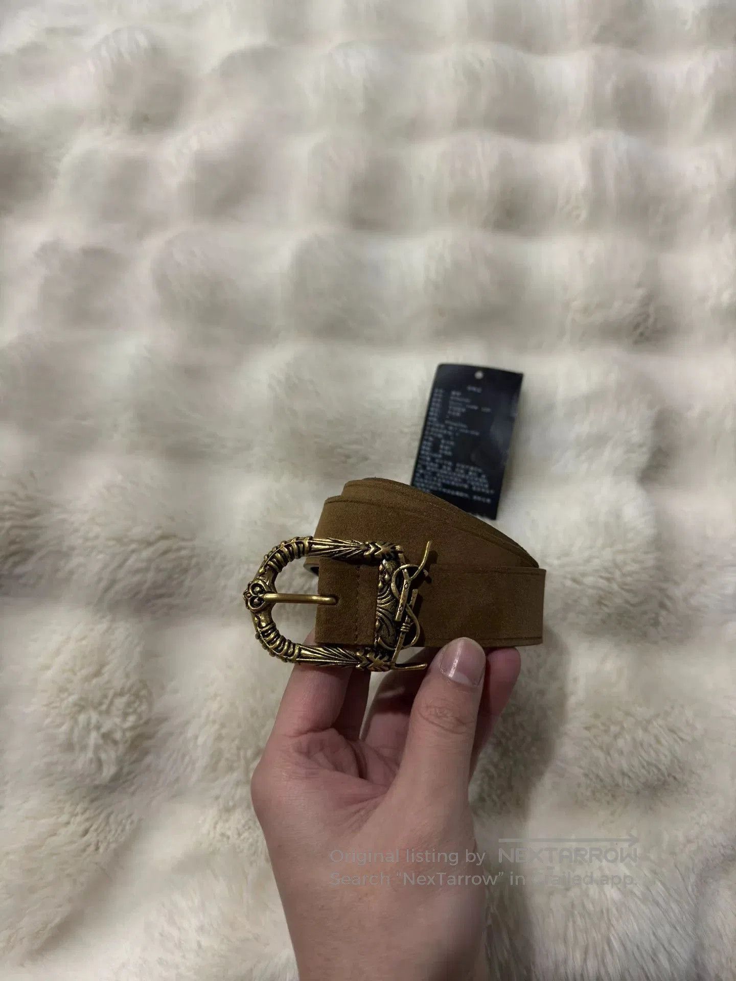 Saint Laurent Paris Saint Laurent SLP Gold Engraved Logo Belt. Size ONE SIZE - 1 Thumbnail
