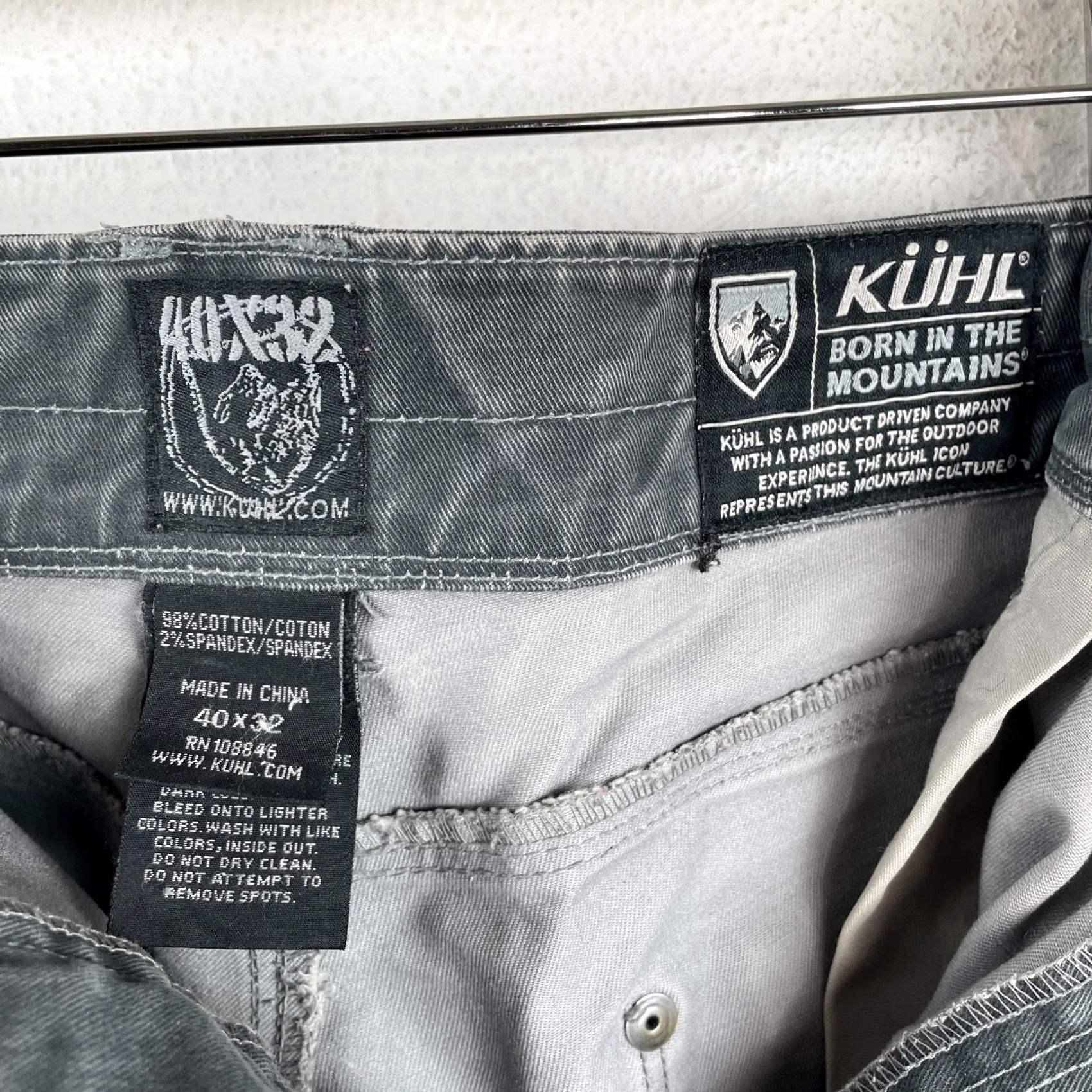 Denime Kuhl Rebel Pants Mens 40x32 Grey Vintage Patina Dye Denim Twill Hiking Workwear Carpenter Regular Straight 5-Pocket USA Outdoor Mens Size US 40 / EU 56 - 3 Thumbnail