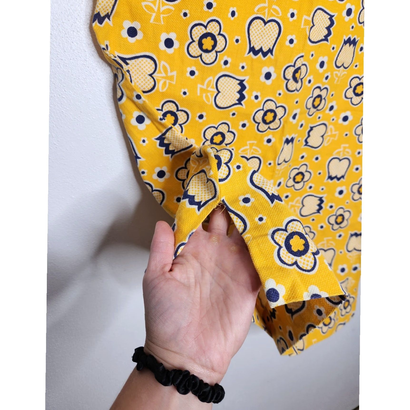 Vintage VINTAGE Dress Tulip Flower Tunic Boxy Mini Short Yellow 60s 70s Women Girls Mens Size S / US 4 / IT 40 - 3 Thumbnail