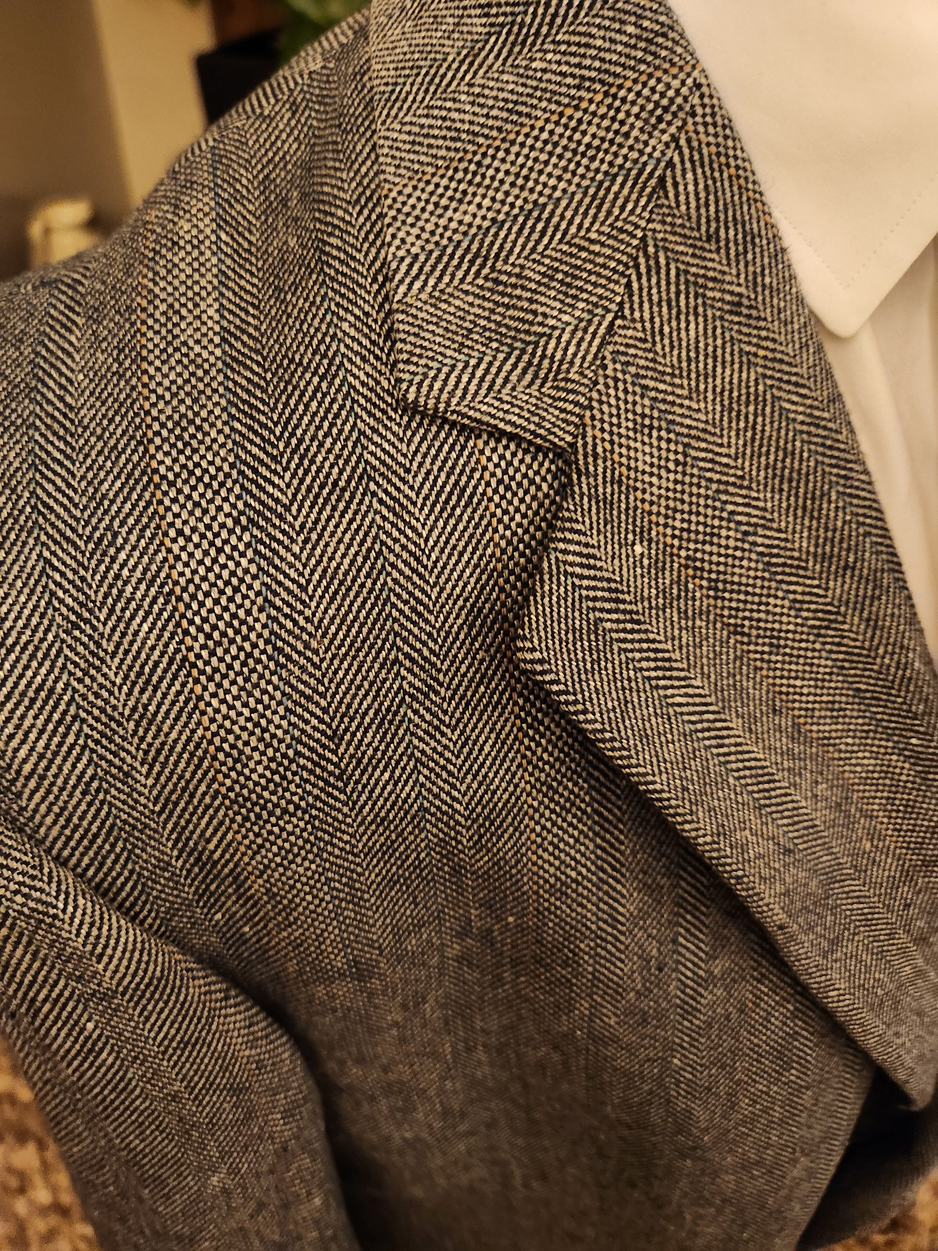 Evan Picone × Vintage Vintage New Herringbone Blazer Size 44L - 3 Thumbnail