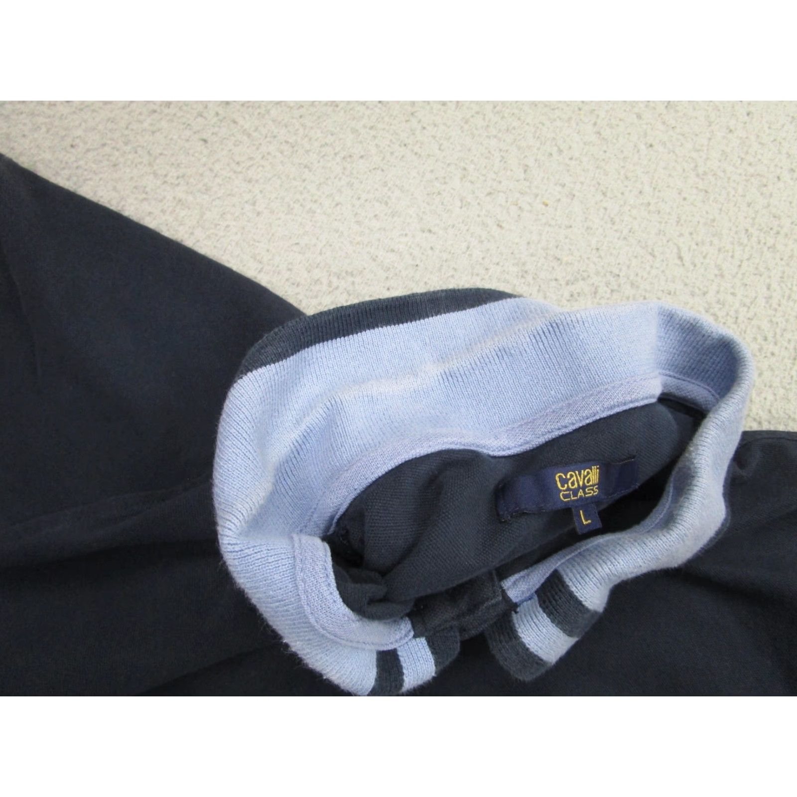 Cavalli Class Cavalli Class Polo Shirt Mens Large Navy Blue Contrast Collar Embroidered Logo Size US L / EU 52-54 / 3 - 5 Thumbnail