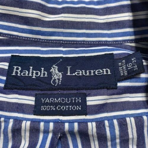 Ralph Lauren VINTAGE Ralph Lauren Shirt Mens Large Blue Striped Yarmouth Button Down Long Sleeve Size US L / EU 52-54 / 3 - 3 Thumbnail