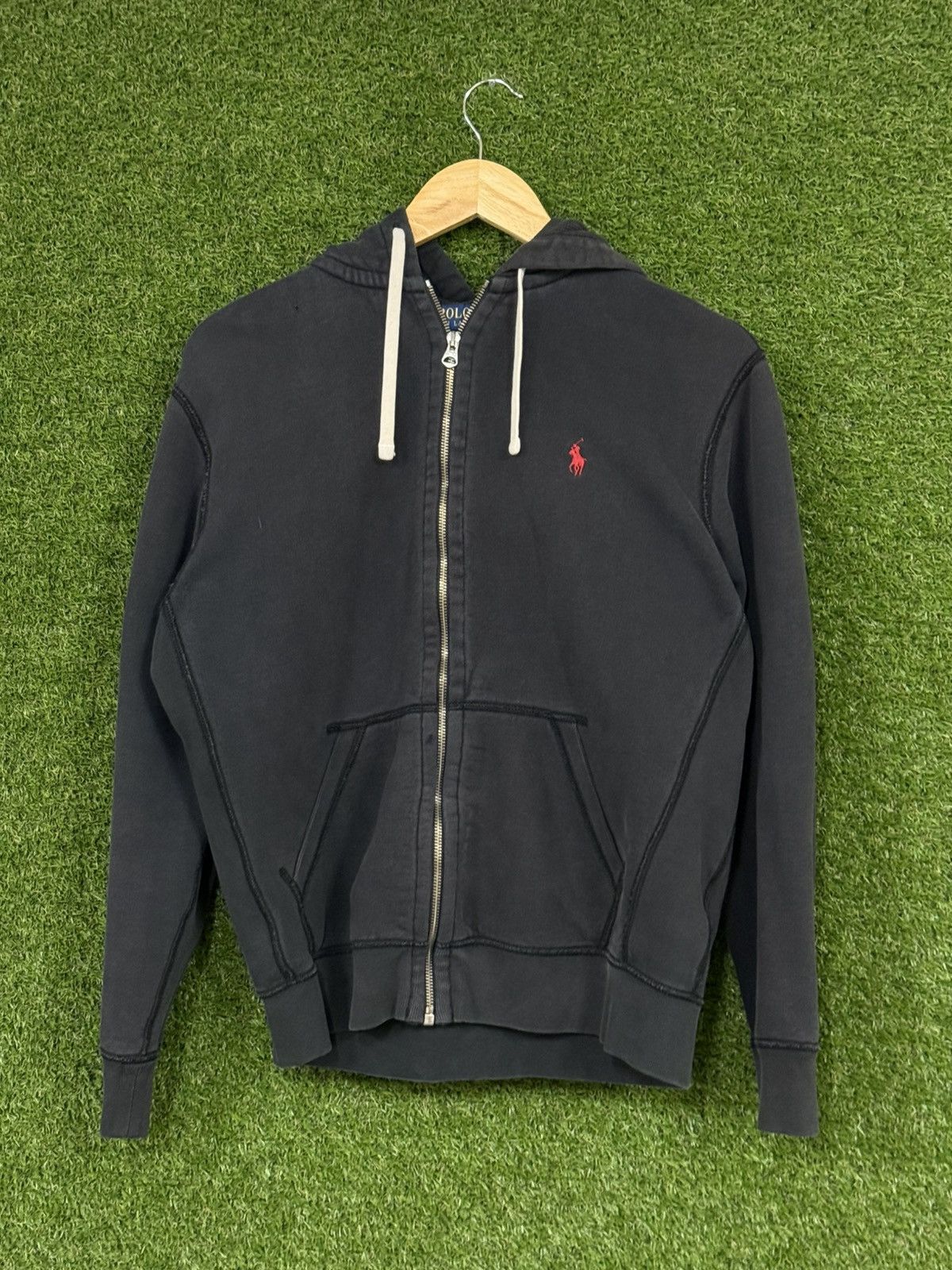 Polo Ralph Lauren Polo Ralph Lauren Waffle Knit Black Red Pony Logo Hoodie Size US M / EU 48-50 / 2 - 1 Thumbnail