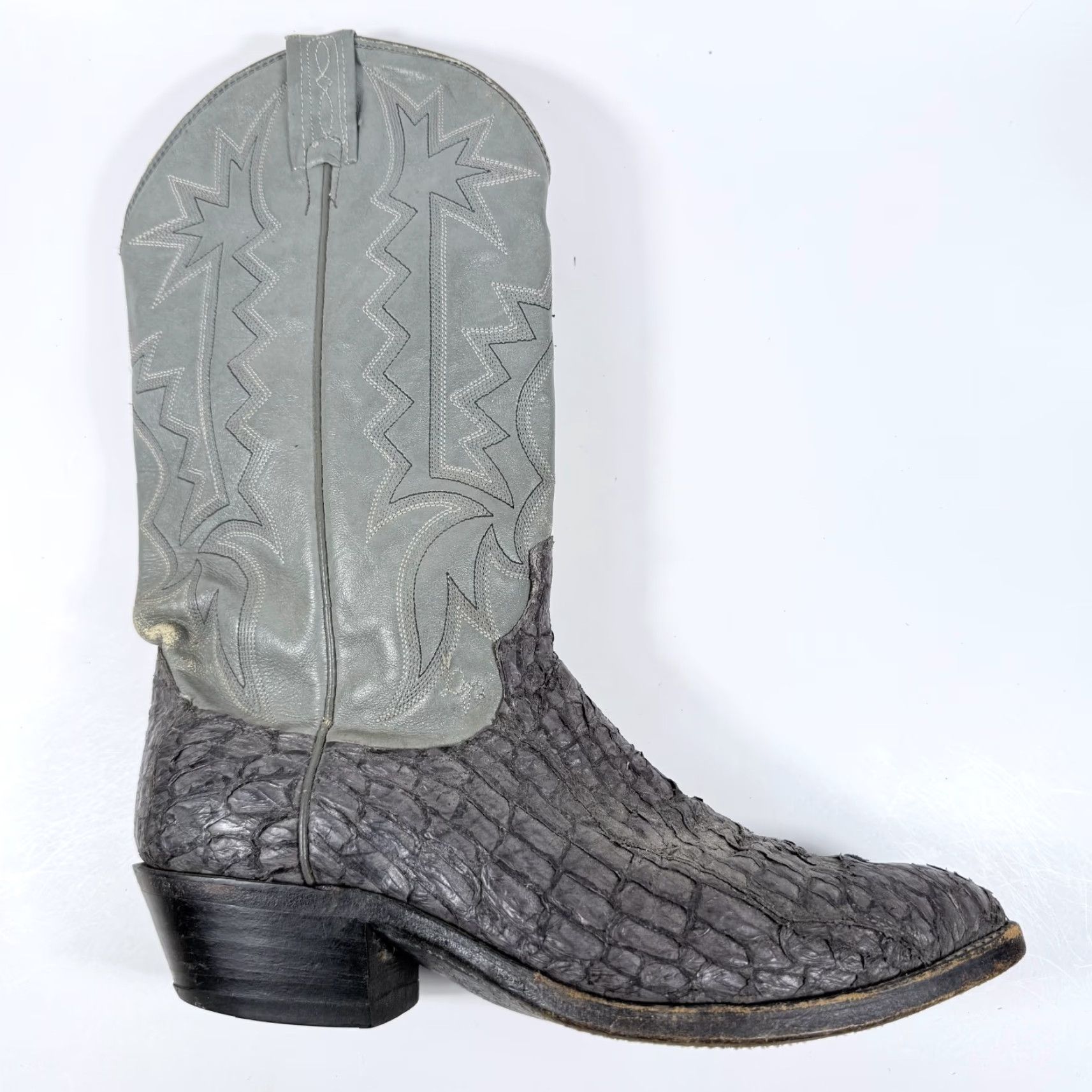Dan Post Dan Post Dorsal Sea Bass Cowboy Western Boots Men's Gray Leather Pull On Size 8 Size US 8 / EU 41 - 2 Thumbnail