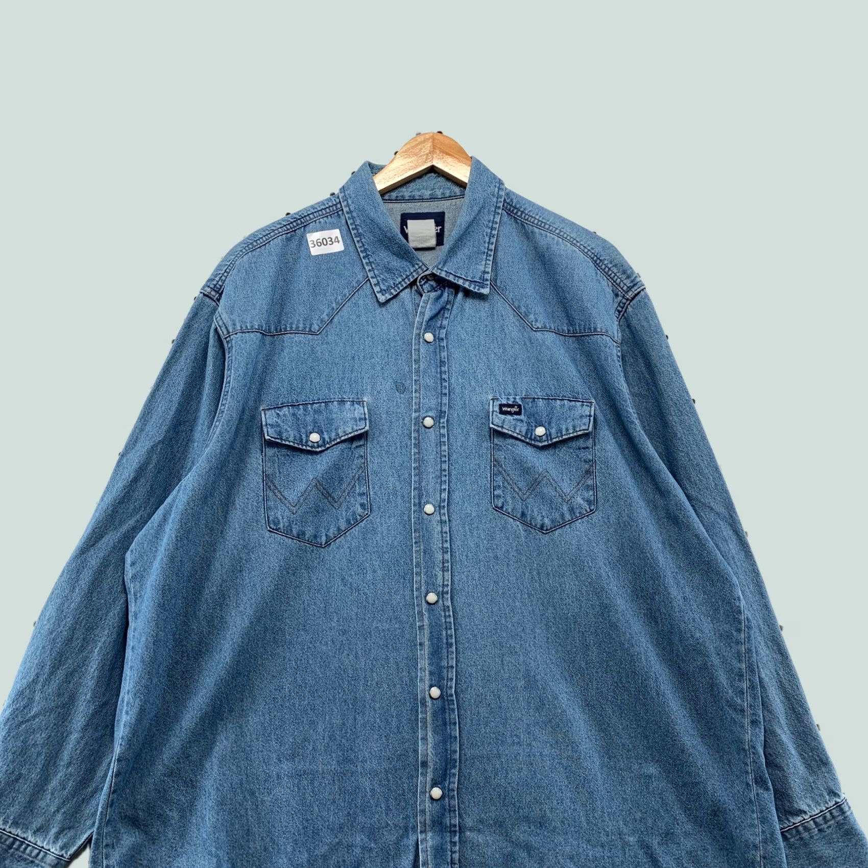 Wrangler VINTAGE Wrangler Denim Pearl Snap Shirt Mens 2XL Western Long Sleeve Blue 28x33 Button-Up Wrangler Wrancher Mens Size US XXL / EU 58 / 5 - 1 Thumbnail