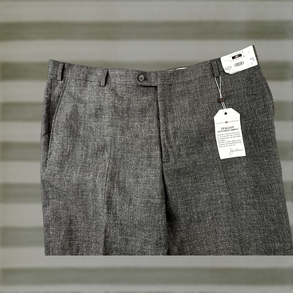 Joseph Abboud Heritage Mens Pants 44 Charcoal Linen Wool Raw Hem Dress NWT Vintage No