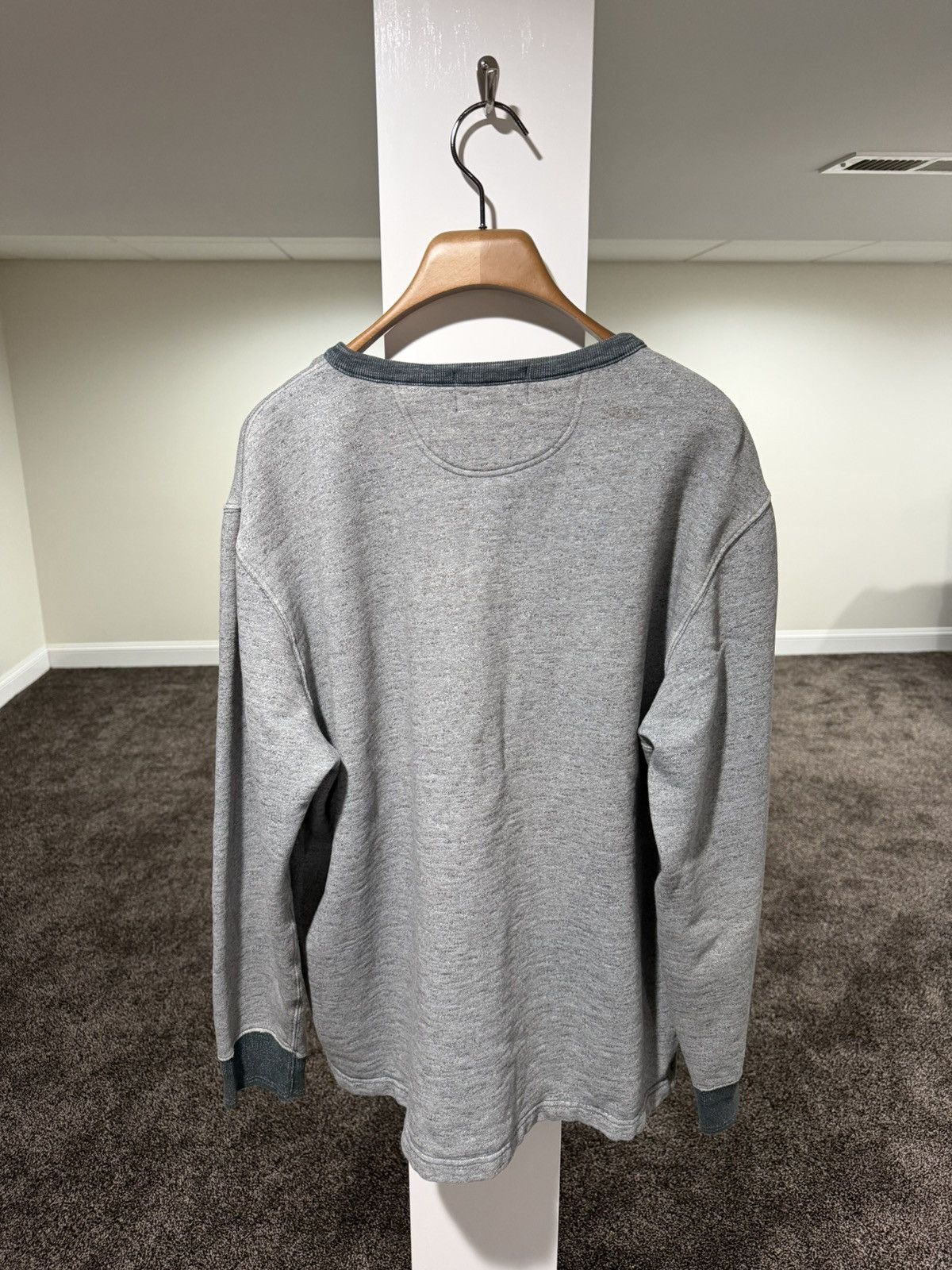 RRL Ralph Lauren RRL Ralph Lauren Heather Grey Henley Sweater Button Shirt Size US XL / EU 56 / 4 - 2 Thumbnail