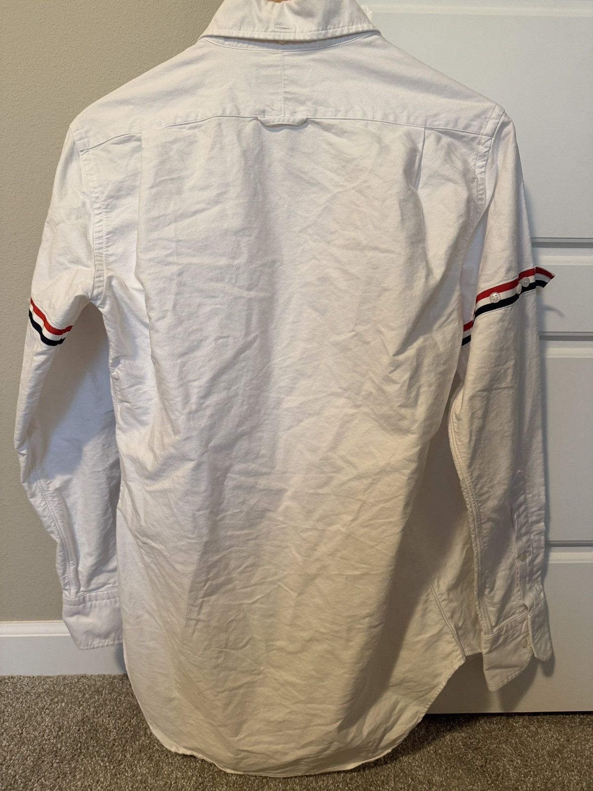 Thom Browne Thom Browne White Oxford Shirt Grosgrain Stripe Armband Sz 1 Size US S / EU 44-46 / 1 - 2 Thumbnail
