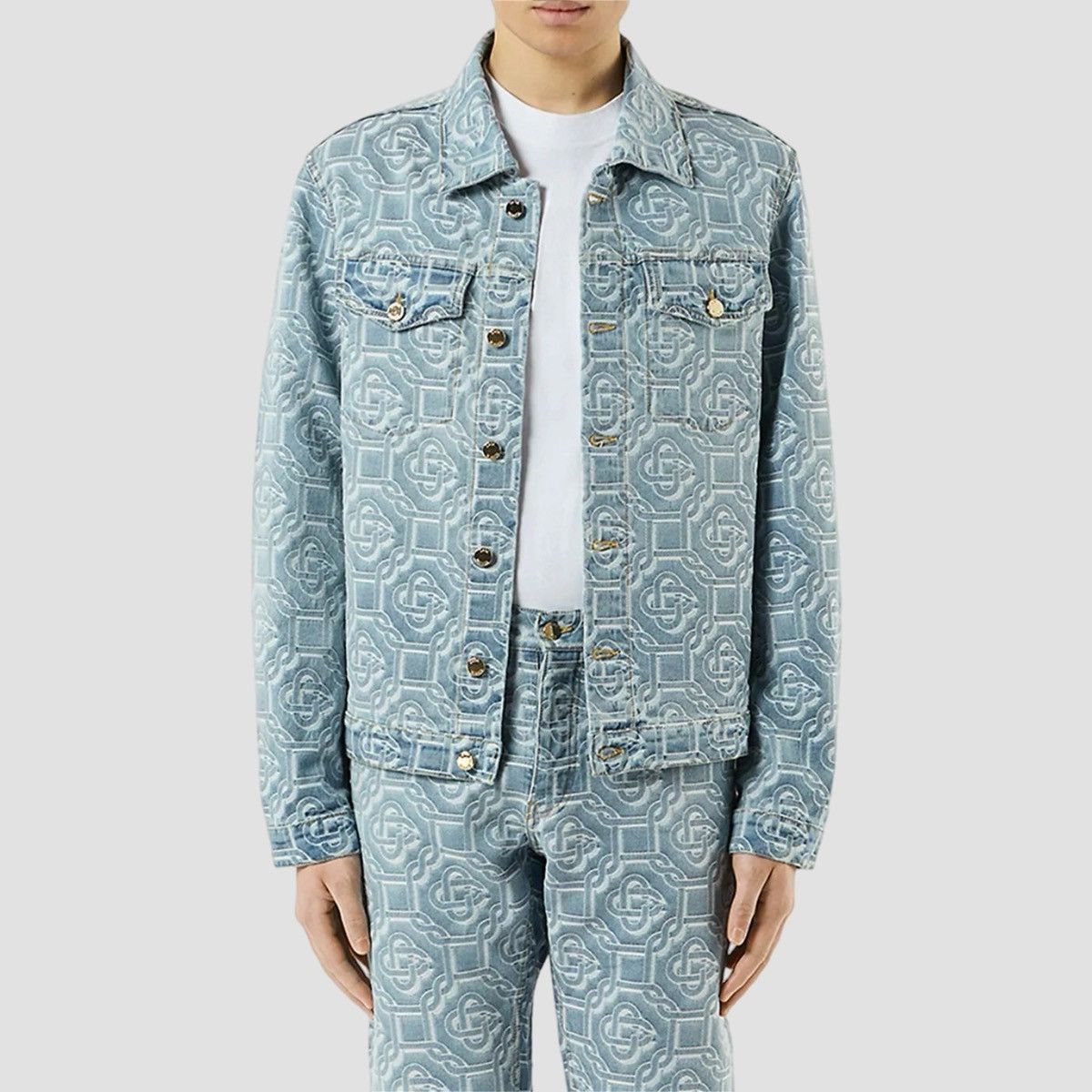 Casablanca Casablanca Bleached Denim Jacket Monogram Size US M / EU 48-50 / 2 - 2 Thumbnail