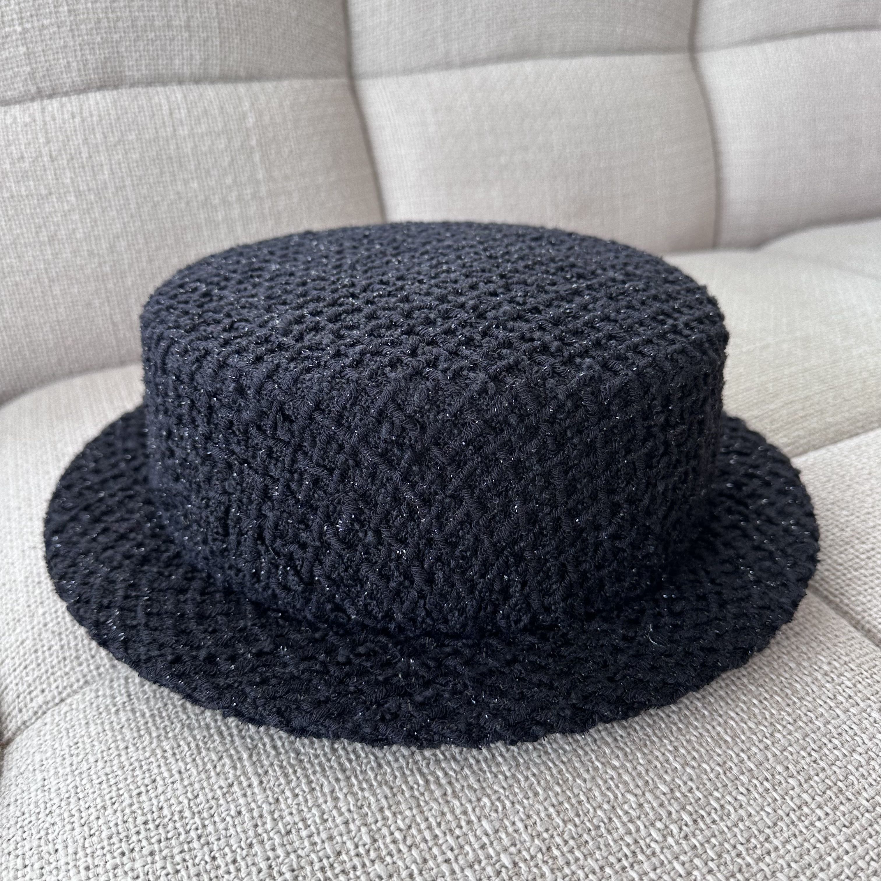 Chanel CHANEL Boater hat in black Tweed BNWT Size ONE SIZE - 2 Thumbnail