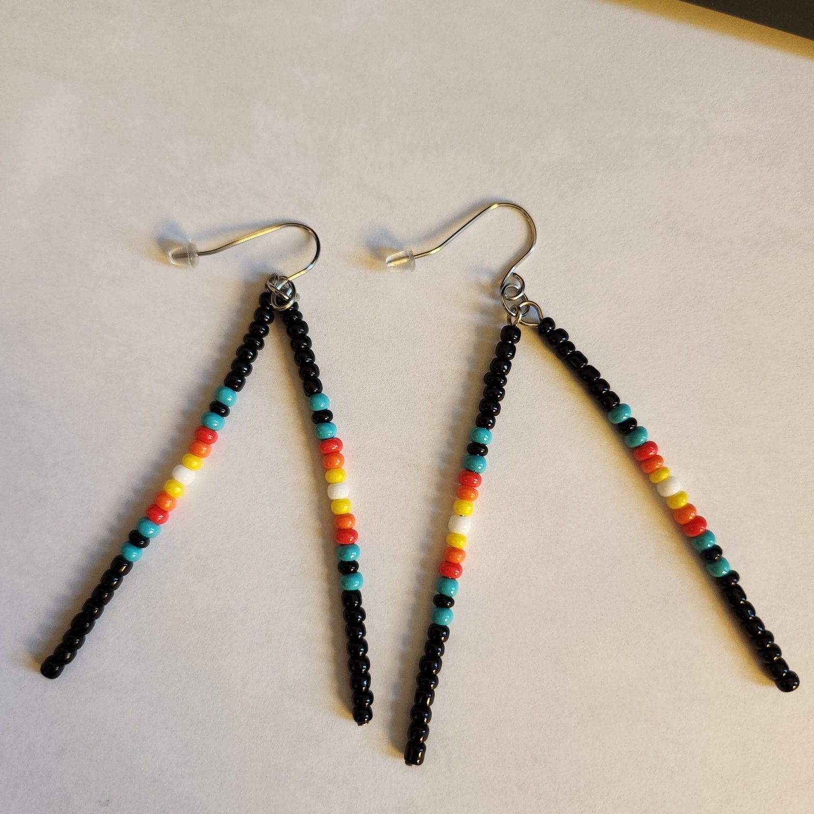 Other Beaded Dangle Earrings Black Multicolor Seed Beads Size ONE SIZE - 5 Thumbnail