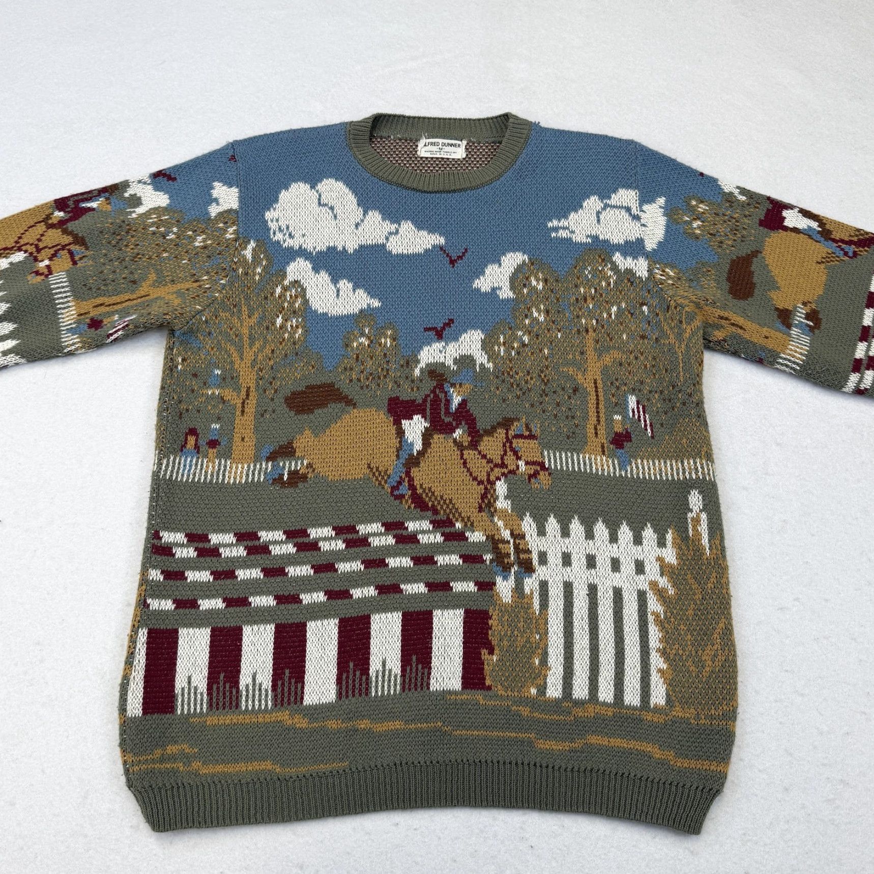Vintage VINTAGE Alfred Dunner Sweater Womens Medium Green Horse Equestrian Scene USA Size M / US 6-8 / IT 42-44 - 4 Thumbnail