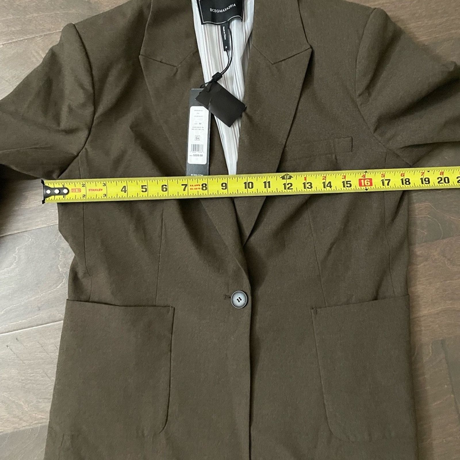 Bcbgmaxazria BCBG MaxAzria Front Pocket Olive Green Blazer Sz M Size M / US 6-8 / IT 42-44 - 6 Thumbnail