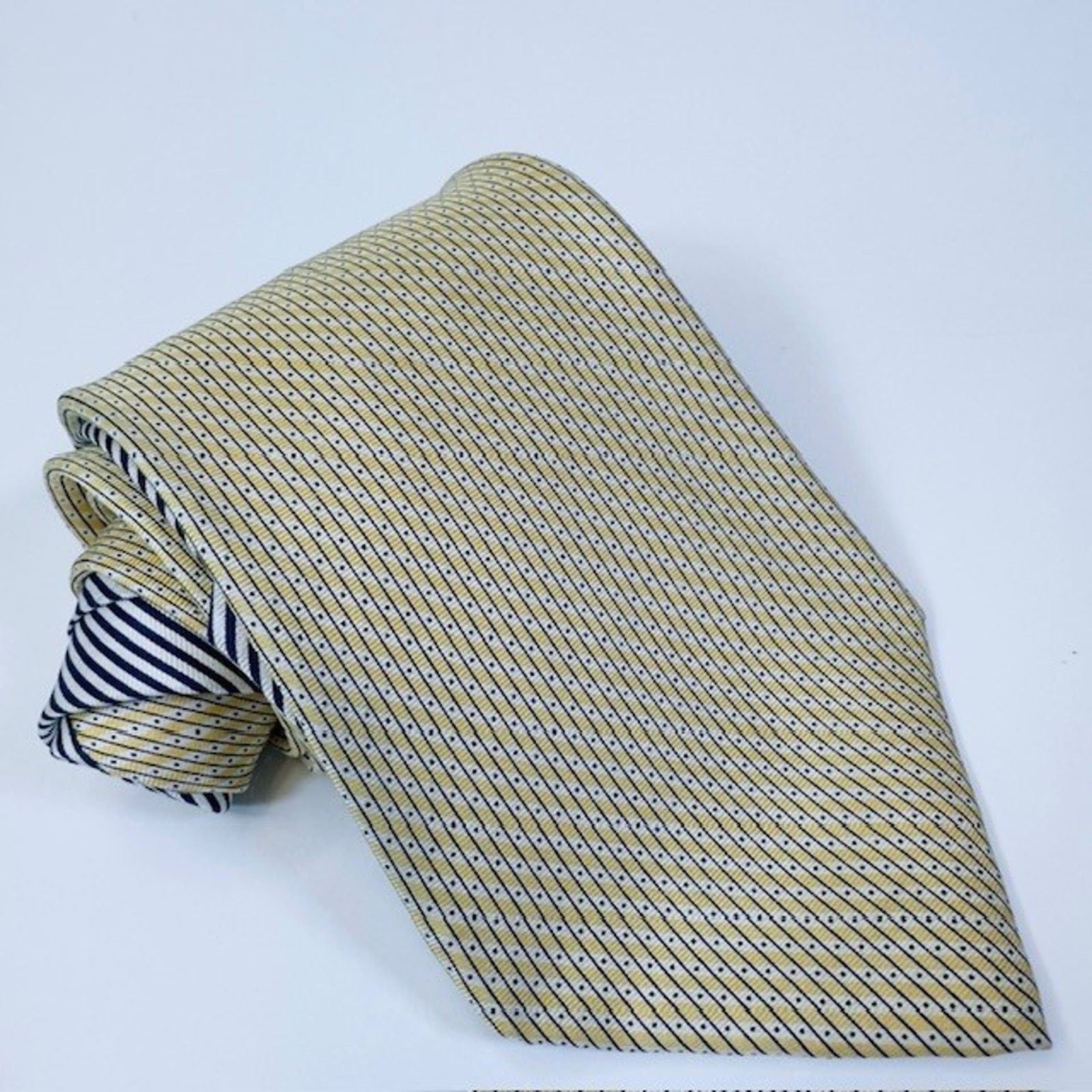Tommy Hilfiger Tommy Hilfiger Men's Neck Tie Silk Gold/Beige/Blue Geometric Size ONE SIZE - 11 Thumbnail