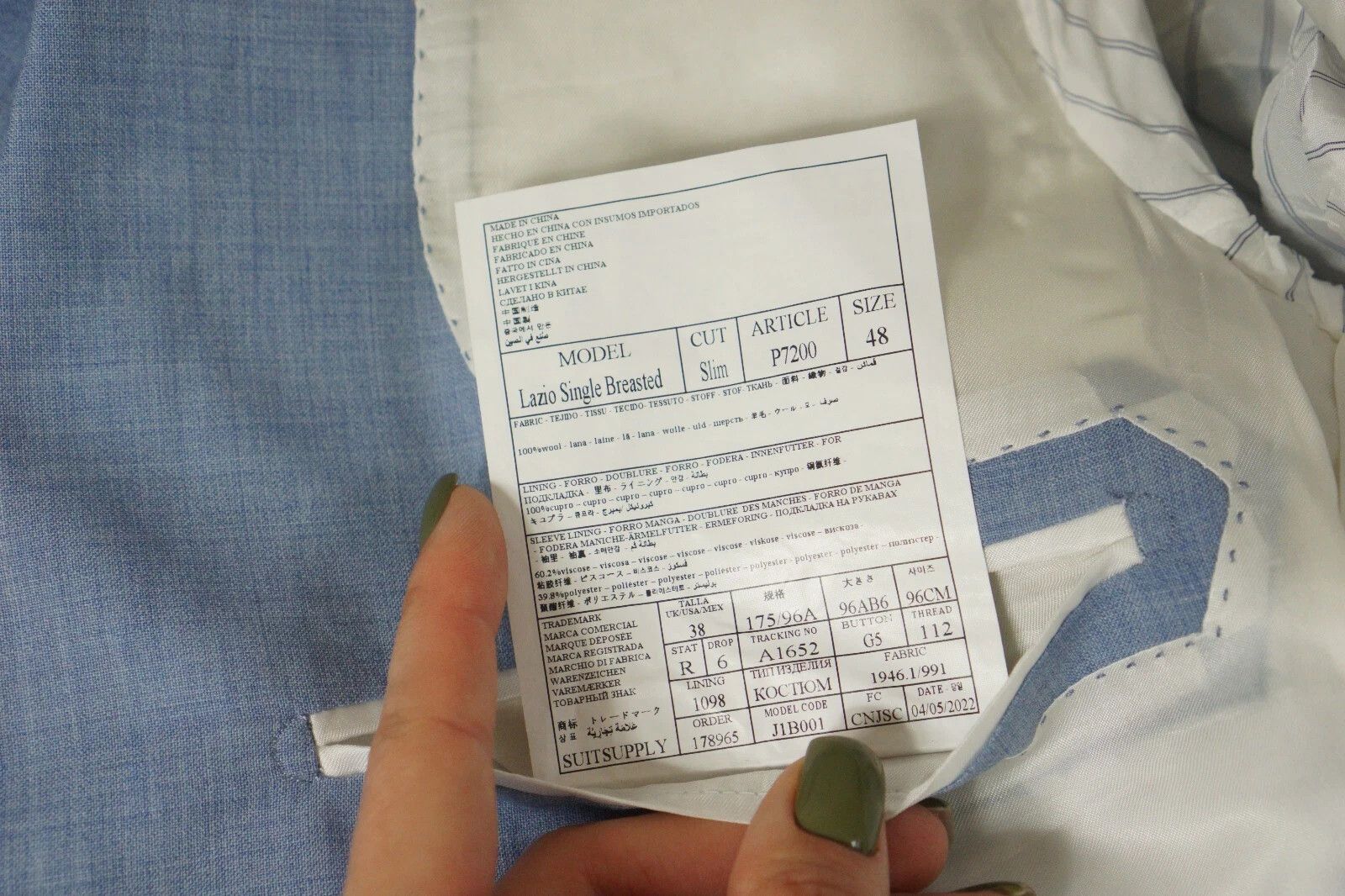 Suitsupply Men Suitsupply Suit Lazio Single Breasted Blue Angelico US38 Size 38R - 6 Thumbnail