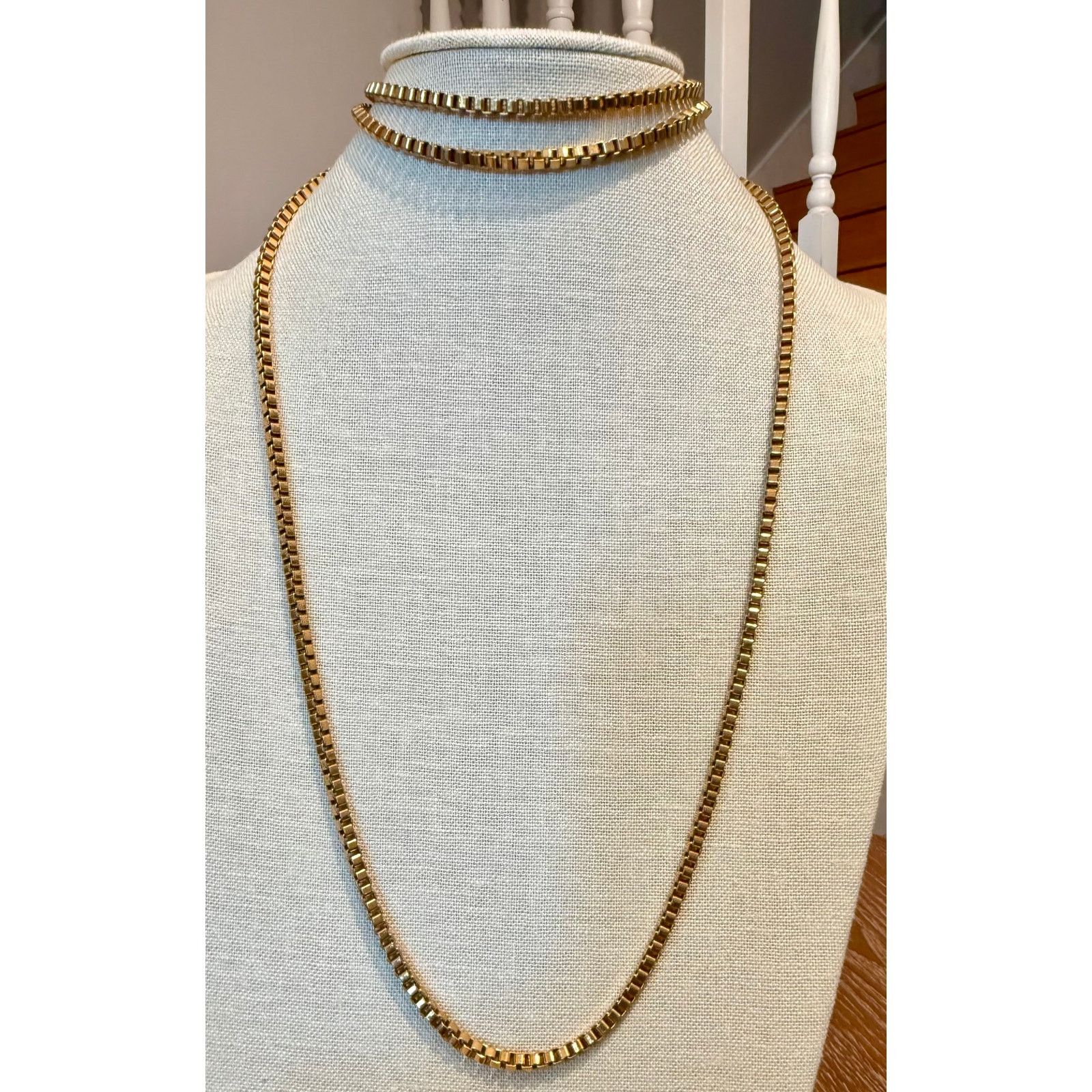 Monet Vintage Monet Chunky Box Runway Chain 53” Gold Tone Size ONE SIZE - 8 Thumbnail
