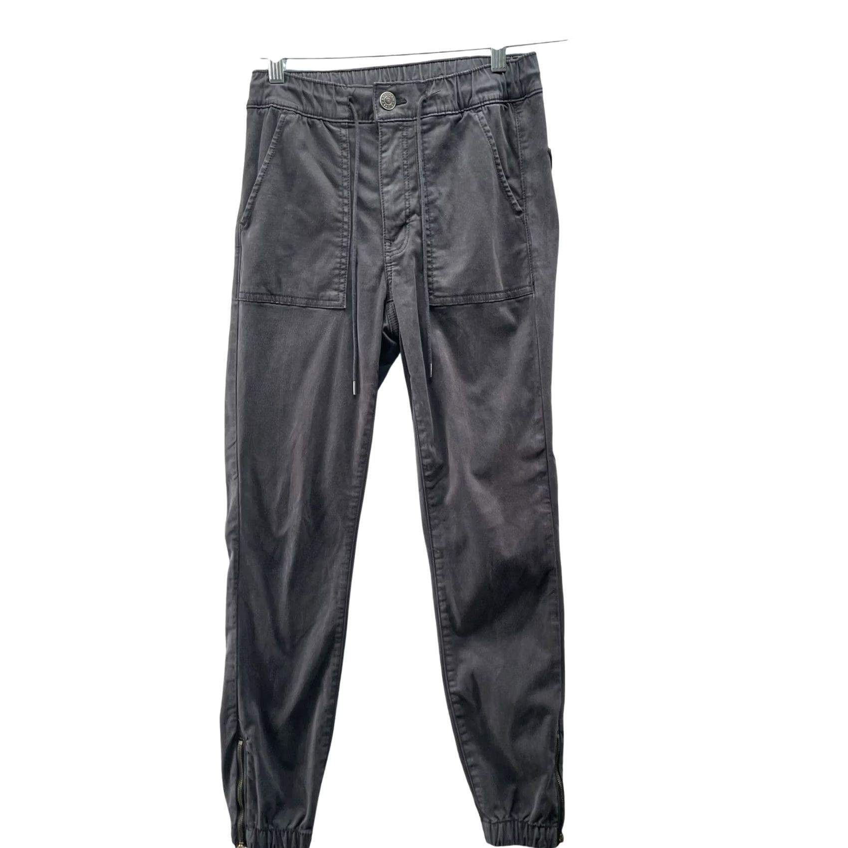 American Eagle Outfitters American Eagle Outfitters Jogger Pants Womens 6 Gray Black Zip Ankle Soft Mid Rise Cotton Blend Twill Stretch Pockets Size 28" / US 6 / IT 42 - 2 Thumbnail