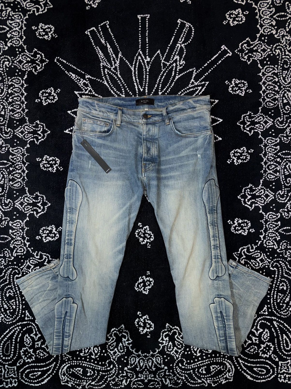 Amiri AMIRI SKELL BONE SCRIPT LOGO JEANS Size US 32 / EU 48 - 1 Thumbnail
