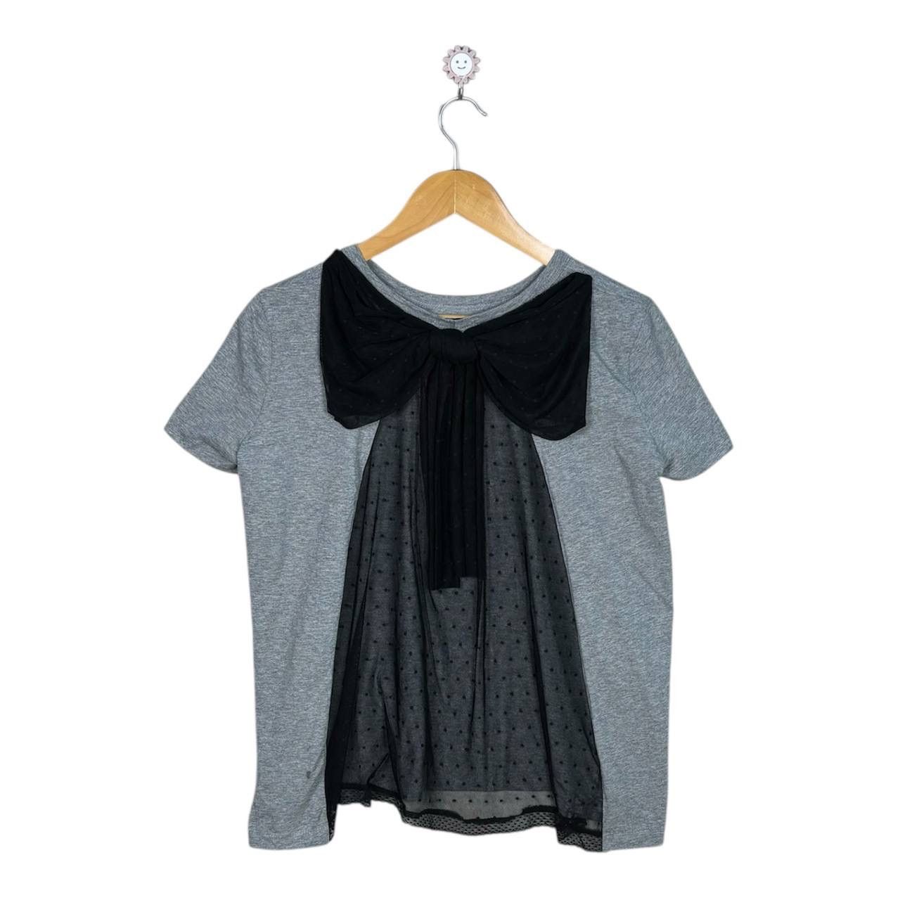 RED VALENTINO Grey T-Shirt With Bow Lace M