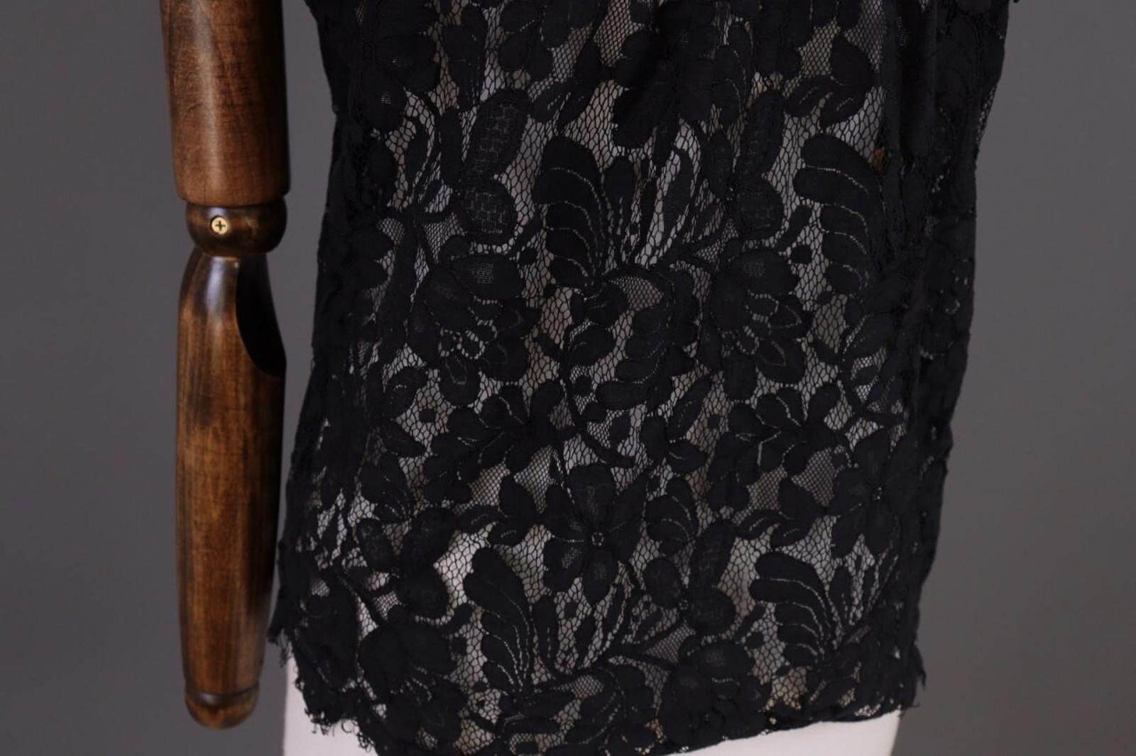 Designer Claudie Pierlot Black Shirt Sleeve Floral Knit Shirt Size 2 Size XS / US 0-2 / IT 36-38 - 6 Thumbnail