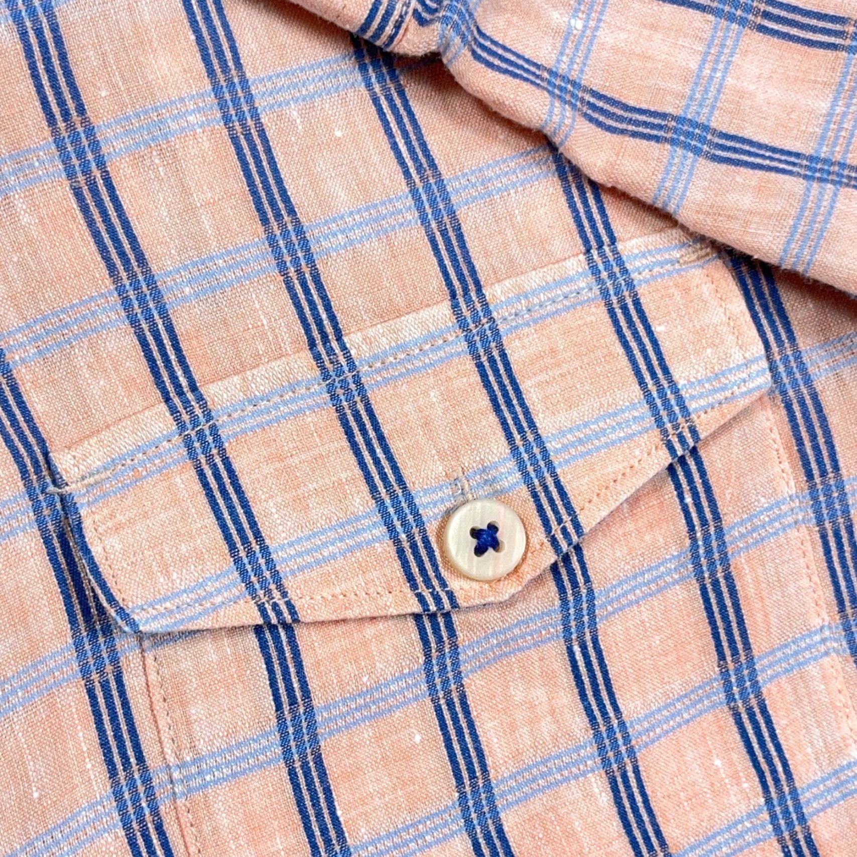 Tommy Bahama Tommy Bahama Shirt Men Large Orange Plaid Linen Button Up Island Modern Fit Size US L / EU 52-54 / 3 - 5 Thumbnail