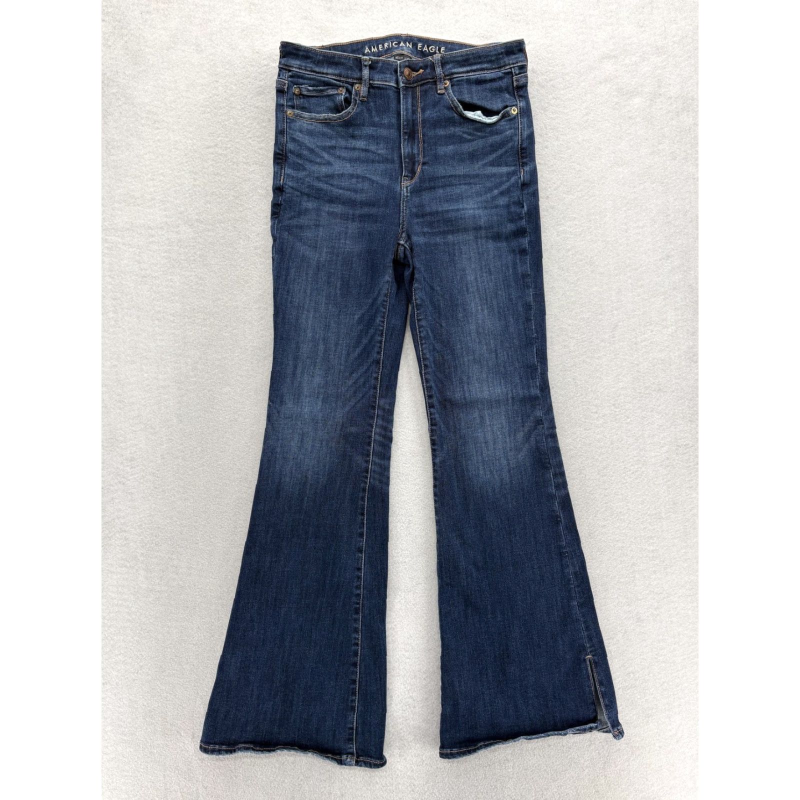 American Eagle Outfitters American Eagle Jeans Womens 8 Blue Medium Wash Flared Stretch Denim Rise High 29in 5-Pocket Zipper Button Slim Casual Shirts & Jeans Size 30" / US 8 / IT 44 - 2 Thumbnail