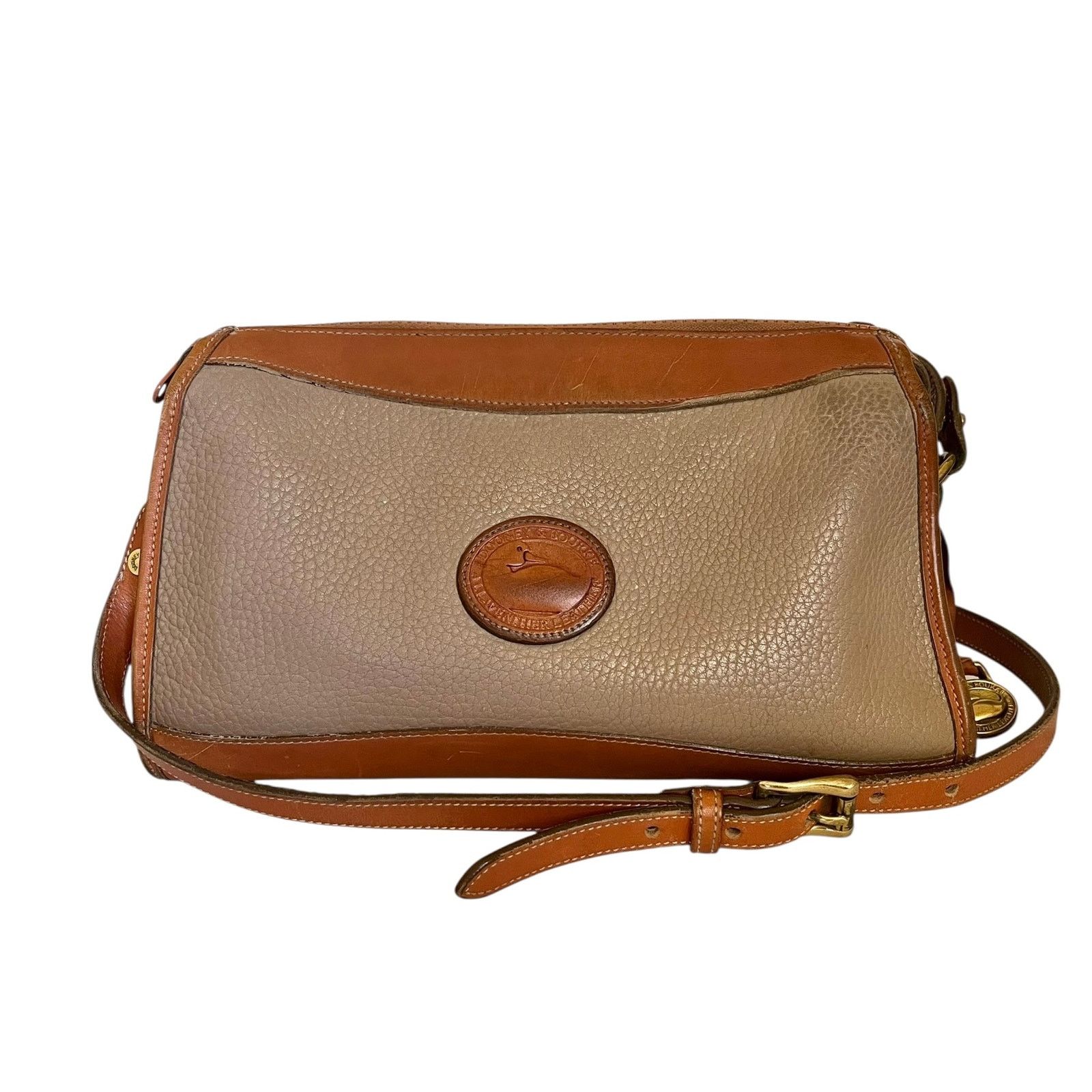Dooney & Bourke × Vintage Vintage Dooney & Bourke Taupe AWL Classic Zip Top Bag #R19 Size ONE SIZE - 1 Thumbnail
