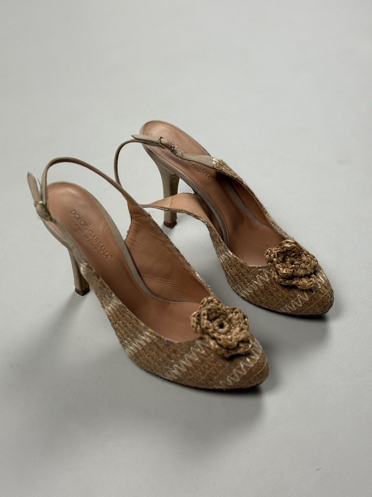 Dolce & Gabbana Dolce & Gabbana Raffia Sling Back Heels Pumps Size 37.5 Size US 7.5 / IT 37.5 - 2 Thumbnail