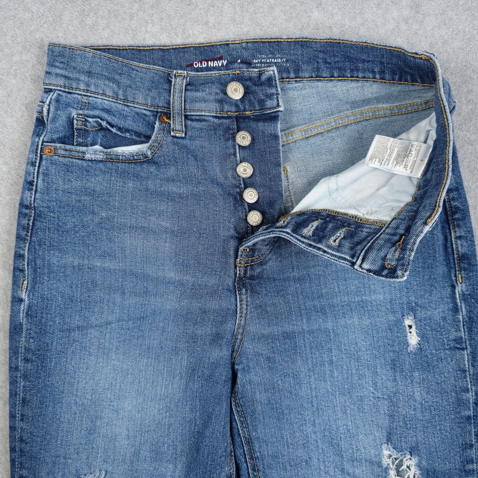Old Navy Old Navy 4 Sky Hi Straight Button Fly Ripped Jeans 27x27 Size 27" / US 4 / IT 40 - 5 Thumbnail