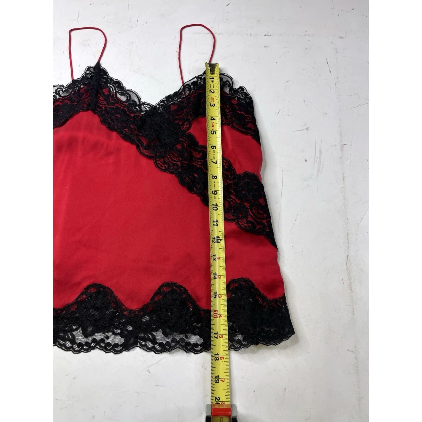 Alice + Olivia Alice + Olivia Dorine Silk Slip Lace Trim Red Camisole Tank Top XS Women Sleeveless V-Neck Spaghetti Strap Lace Accent Vest/ Tank Size XS / US 0-2 / IT 36-38 - 3 Thumbnail