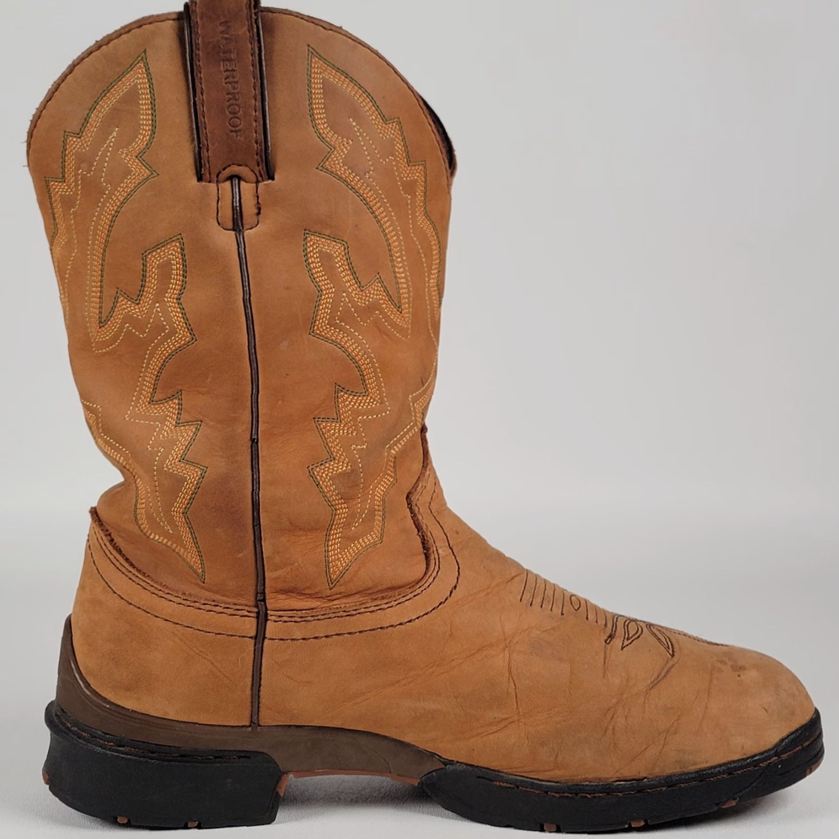 Justin Boots Justin Boots Western Boots L9017 Brown Leather Roper Women's 9 B Shaft Mid-Calf Pull On Block Heel Casual 3 Season Western Theme Size US 9 / IT 39 - 6 Thumbnail