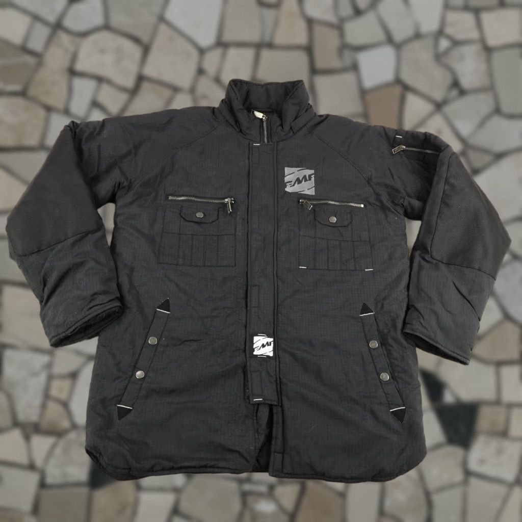 Vintage FMF Jacket Mens Medium Quilted Lined Racing Riding Polyester Black Zip Pockets Stand-Up Collar 1990s Biker Gift Size US M / EU 48-50 / 2 - 1 Thumbnail