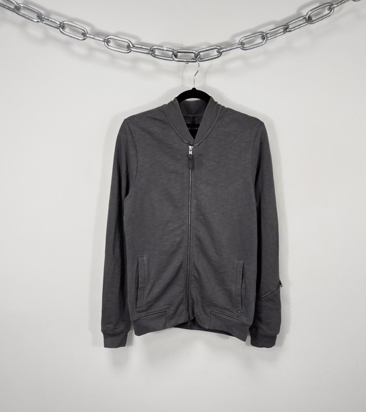 Allsaints AllSaints Men’s Grey Full Zip Cotton Newton Bomber Jacket Size US S / EU 44-46 / 1 - 2 Thumbnail