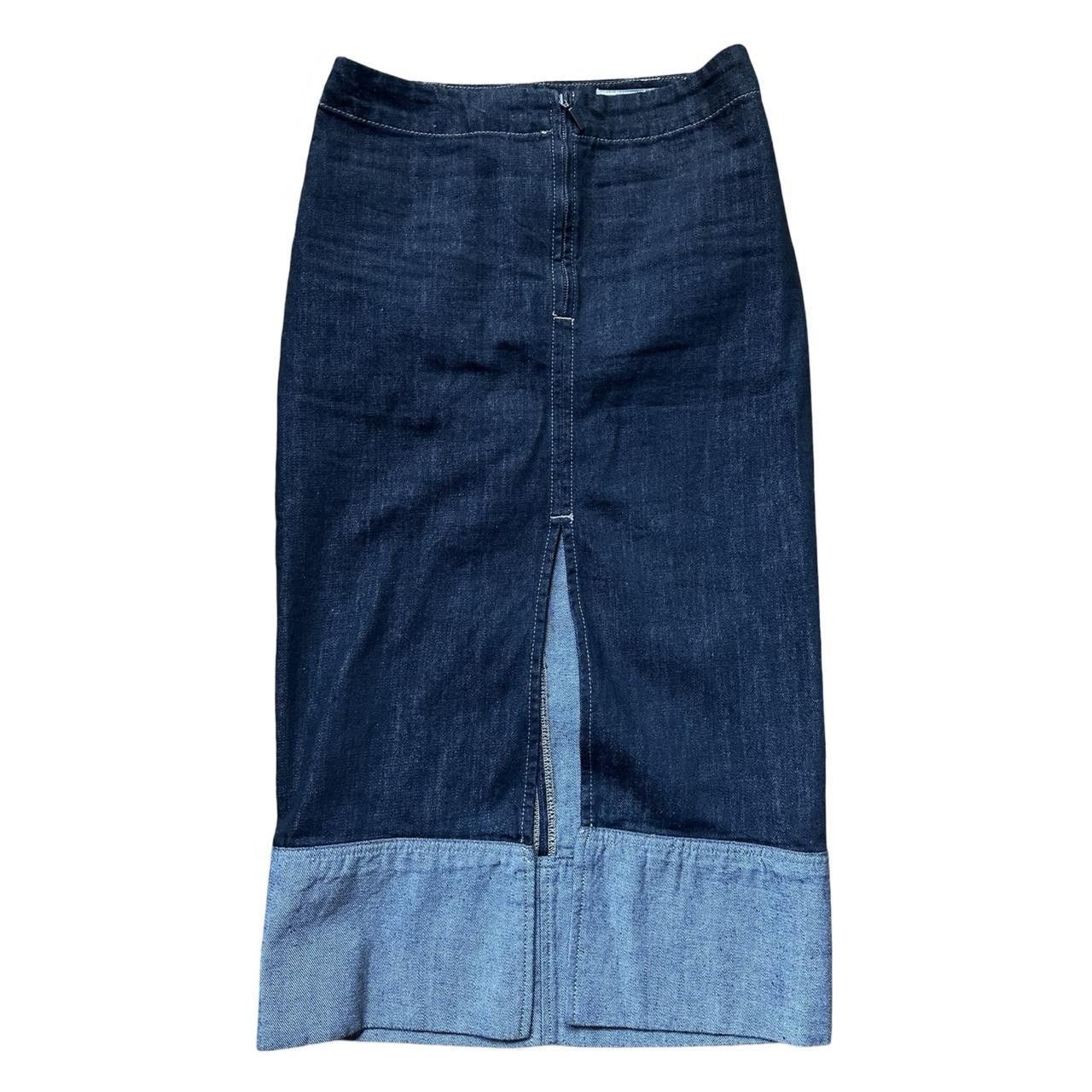 Zara New Zara indigo colorblocked denim slit skirt size Small Size 30" / US 8 / IT 44 - 1 Thumbnail