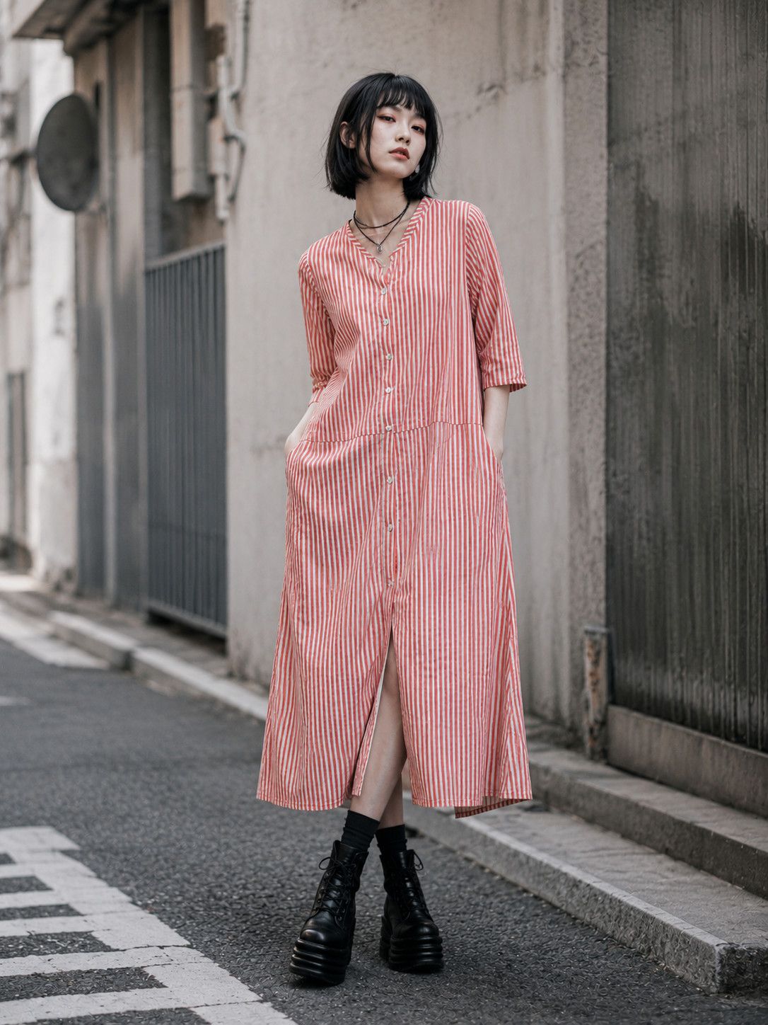 Kapital Kapital Pink Striped Womens Long Shirt Button Avant Garde Size XS / US 0-2 / IT 36-38 - 1 Thumbnail