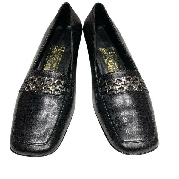 Salvatore Ferragamo Ferragamo Gancini Chain Leather Pumps Leather Shoes DUTY FREE for USA