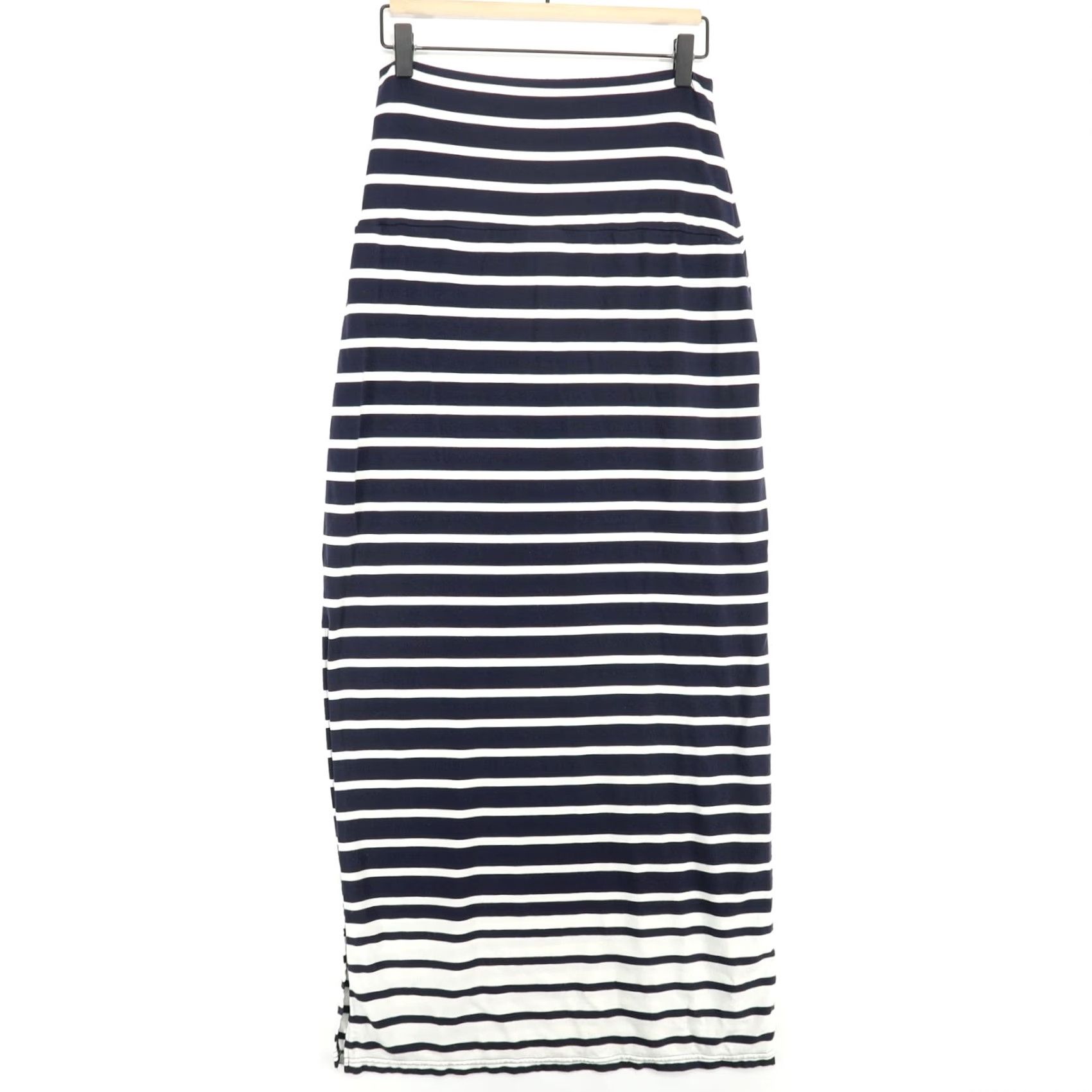 Athleta Athleta Skirt Womens S Navy Blue Striped Maxi Side Slit Tencel Lyocell Stretch Size 28" / US 6 / IT 42 - 2 Thumbnail