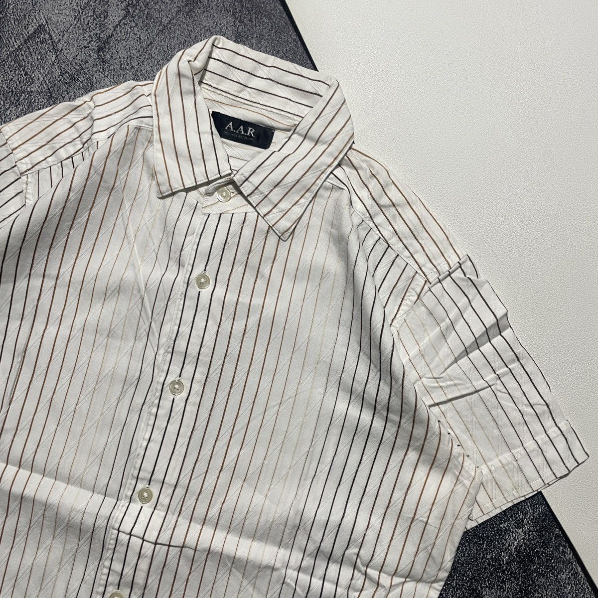 Supreme × Vanson Leathers × Yohji Yamamoto Vintage A.A.R Against All Risk Striped Shirts Size US M / EU 48-50 / 2 - 3 Thumbnail