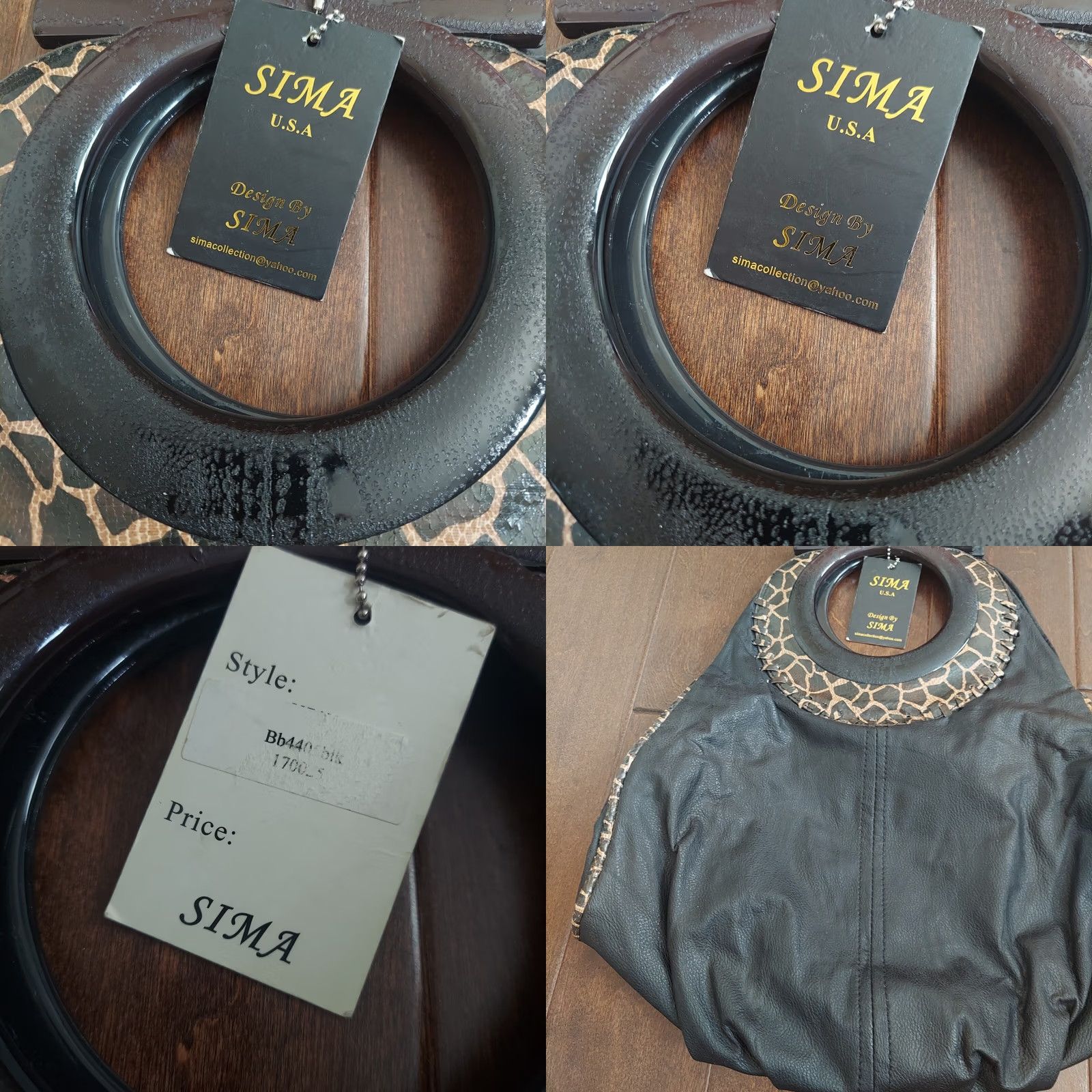 Vintage Sima Women's Shoulder Bag Black Leopard Print NWT Small Hobo Handbag NWT Size ONE SIZE - 8 Thumbnail