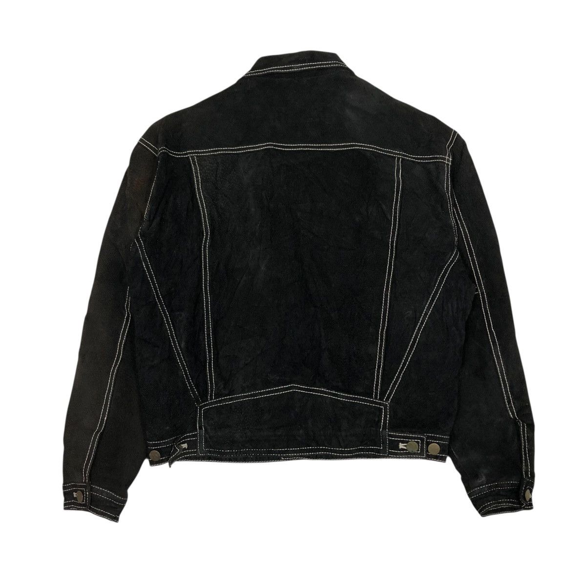 Japanese Brand 🔥VINTAGE TRUCKER BIKER LEATHER JACKET UNBRANDED ISSEY MIYAKE Size US M / EU 48-50 / 2 - 2 Thumbnail