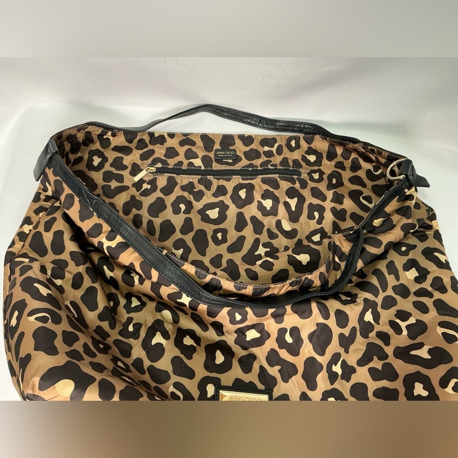 Jimmy Choo Jimmy Choo Leopard Print Nylon Tote Bag with Baby pouch Size ONE SIZE - 9 Thumbnail