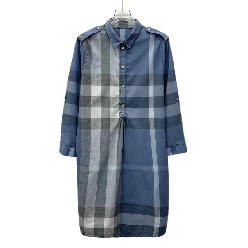 Burberry L Size Blue Cotton Dress