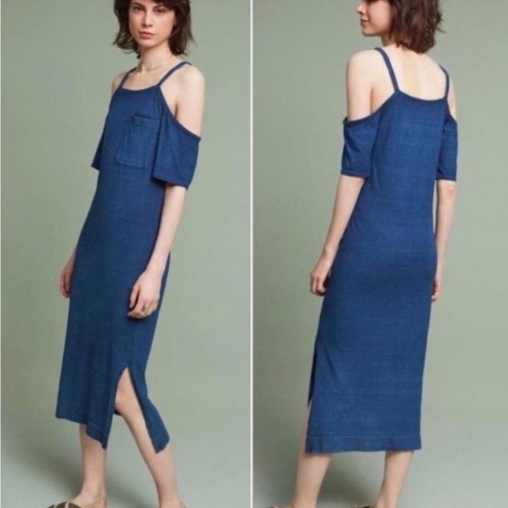 Designer Anthropologie l Cloth & Stone Jersey Midi Dress Medium Size M / US 6-8 / IT 42-44 - 9 Thumbnail
