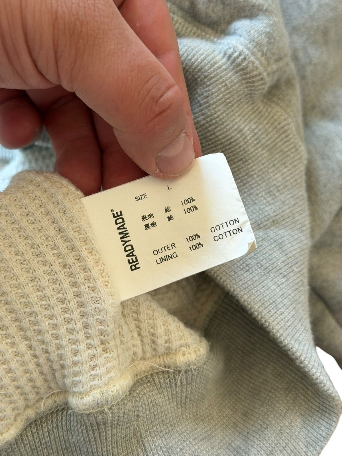 READYMADE *RARE* READYMADE JAPAN DOUBLE FACE THERMAL DISTRESSED HOODIE Size US XXL / EU 58 / 5 - 12 Thumbnail